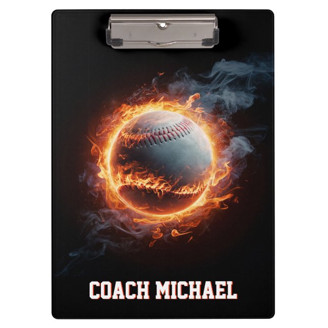 Pranchetas Personalized  Baseball Ball on Fire (Frente)