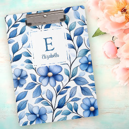 Pranchetas Personalized Blue Floral Clipboard