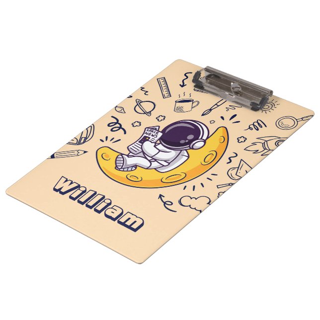 Pranchetas Personalized Doodle Space Planets Back to School (Inclinado)