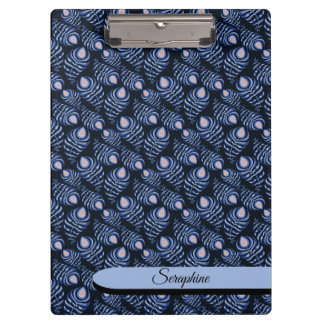 Pranchetas Personalized Feather Clipboard | Blue Pattern