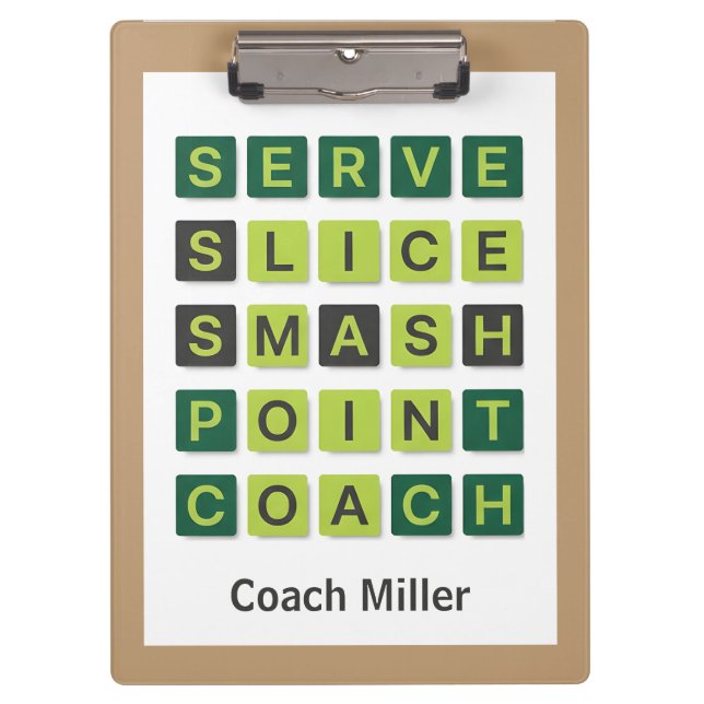 Pranchetas Personalized Name Tennis Coach Wordle Style (Frente)