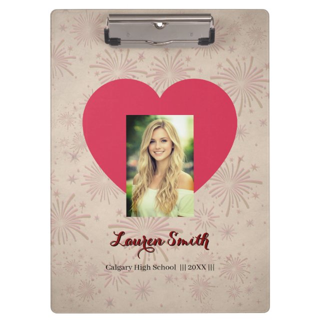 Pranchetas Personalized Photo Font Heart Clipboard  (Frente)