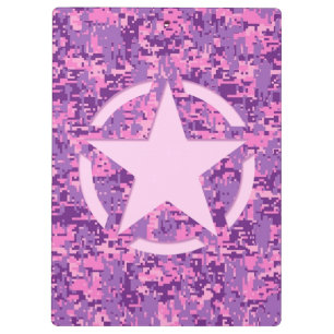 Pranchetas Personalized Pink Star on Digital Camo Pattern