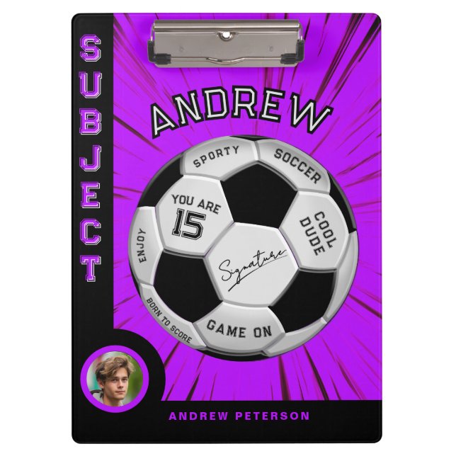 Pranchetas Personalized Soccer Ball Bold Font Pink Milestone  (Frente)