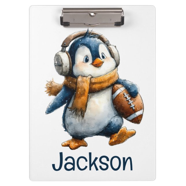 Pranchetas Personalized Winter Penguin Football Kid (Frente)