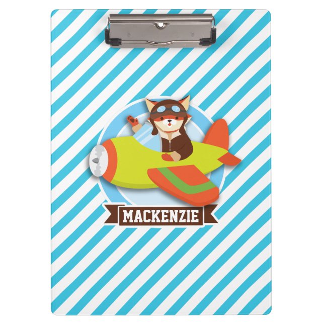 Pranchetas Piloto Fox em Avião Verde & Laranja; Blue Strips (Frente)