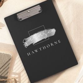 Pranchetas Pincel Chic Traço Preto Faux Silver Monograma Pinc