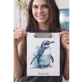 Pranchetas Pinguim Aquarela Ártico Azure, personalizado