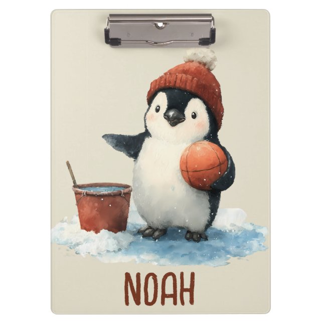 Pranchetas Pinguim de Basquete de Inverno Personalizado para  (Frente)