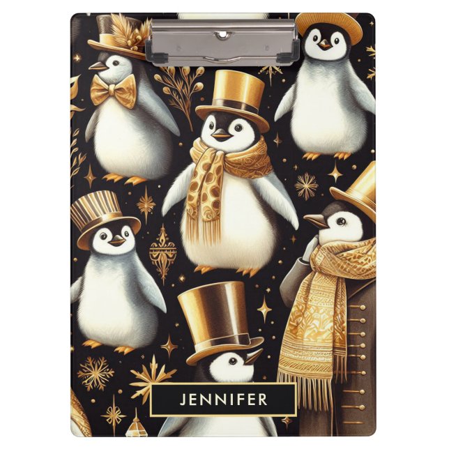 Pranchetas Pinguim preto e Ouro (Frente)