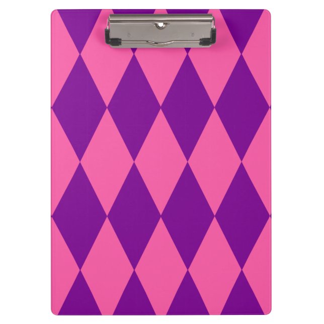 Pranchetas Pink and Purple Harlequin Checkered Design  (Frente)