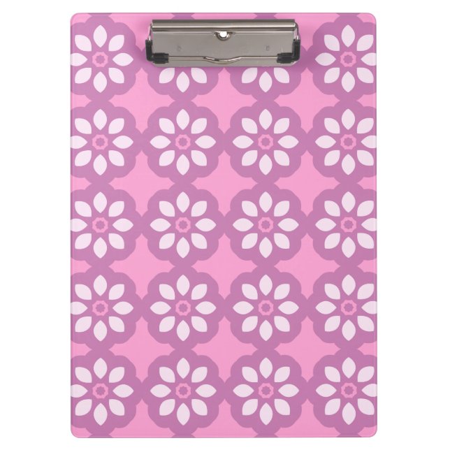 Pranchetas Pink Blossom Retro Tile Pattern (Frente)