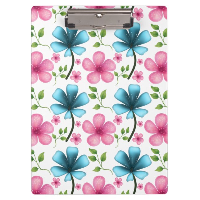 Pranchetas Pink & Blue Floral Seamless Pattern (Frente)