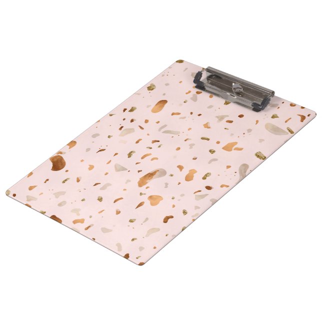 Pranchetas Pink Blush Terrazzo Com Douradas Manchas De Cobre (Inclinado)