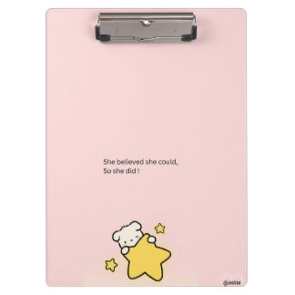 Pranchetas Pink Cute Clipboard – “She Believed She Could, So 