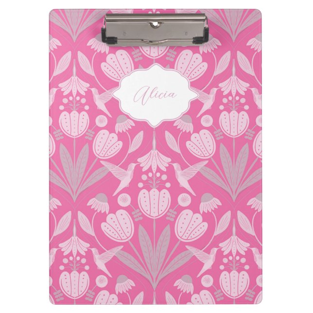 Pranchetas Pink Hummingbird Coquette Flor personalizado (Frente)
