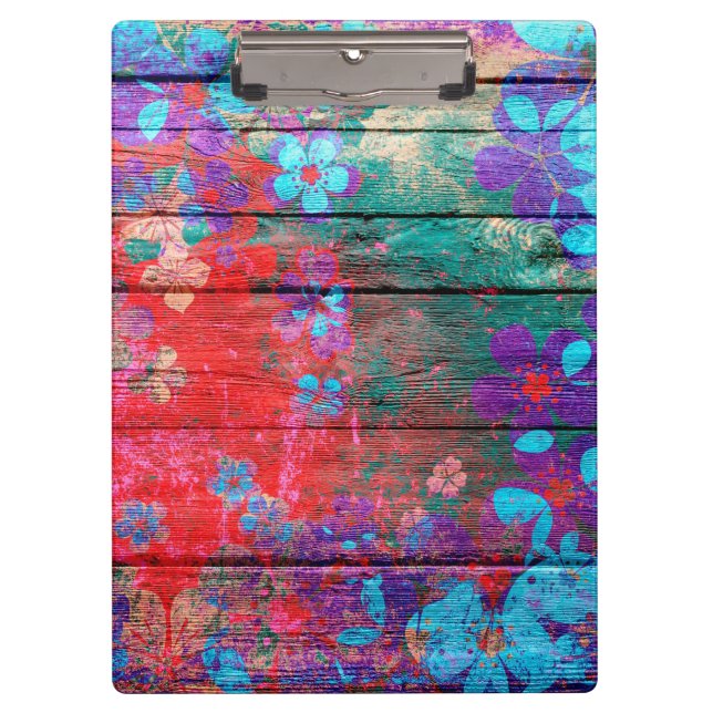 Pranchetas Pintura com Flor de Arte na Madeira #2 (Frente)