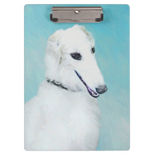 Pranchetas Pintura de Borzoi (branca) - Arte de Cão Original