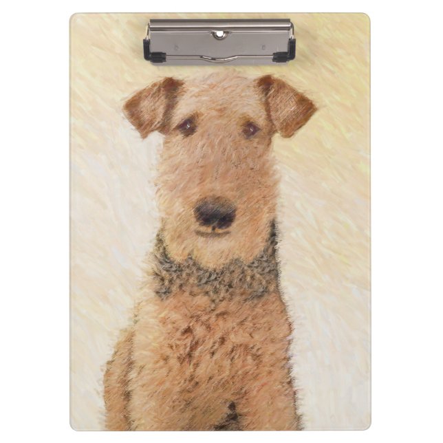 Pranchetas Pintura de Terrier Airedale - Arte original cômoda (Frente)