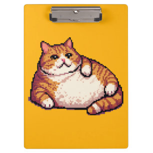 Pranchetas Pintura em forma de pixel de gato gordo laranja