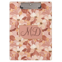 Pintura Floral Marrom Pêssego
