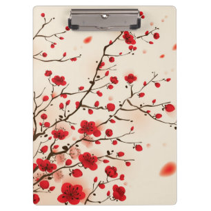 Pranchetas Pintura oriental do estilo, flor da ameixa no