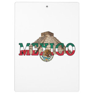 Pranchetas Pirâmides Mexicanos E Bandeira Mexicana