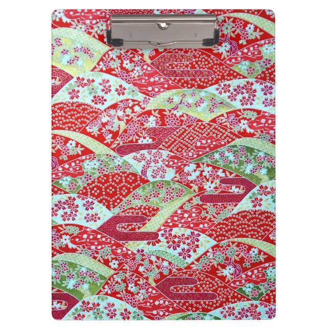Pranchetas Placa de Clipboard Yuzen Washi Red Floral Origami  (Frente)