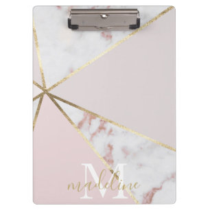 Pranchetas Placa de Clipe Geométrica com Blush Dourado Girls