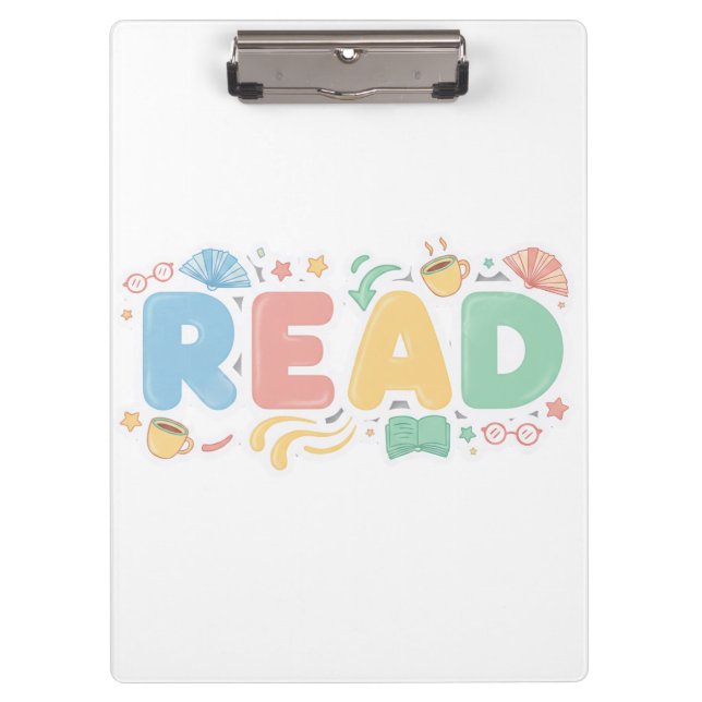 Pranchetas Playful Pastel Bubble "READ" Sticker Style (Frente)