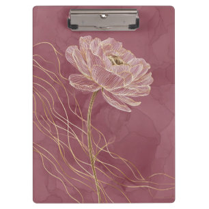 Pranchetas Pó Rosa Dourado Arte Floral Linha Elegante