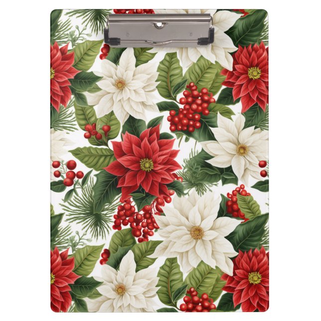 Pranchetas Poinsettia de Natal – Design Floral de Feriado (Frente)