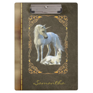 Pranchetas Pônei Amante de Unicórnio Bronze Metal Couro Livro