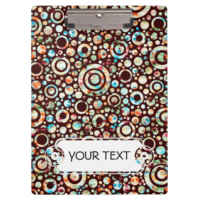 Pranchetas Pontos de cores e padrão do círculo + texto e back (Frente)