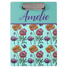 Pranchetas Poppy Poppies Red Chique Aqua Flores Florais