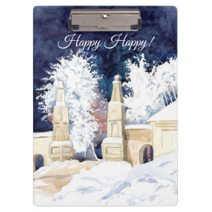 Pranchetas Portão de inverno com aquarela noturna