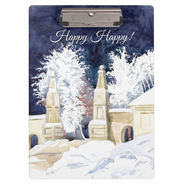 Pranchetas Portão de inverno com aquarela noturna (Frente)