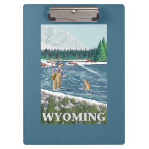 Pranchetas Poster de viagens de FishermanWyomingVintage da
