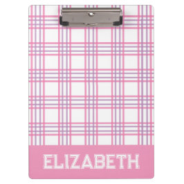 Pranchetas Preppy Plaid Pink Purple Varsity Font School