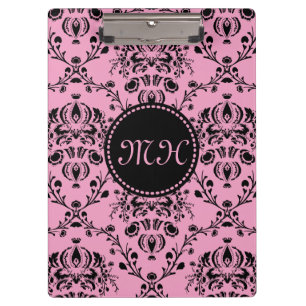 Pranchetas Preto cor-de-rosa elegante elegante Monogrammed do