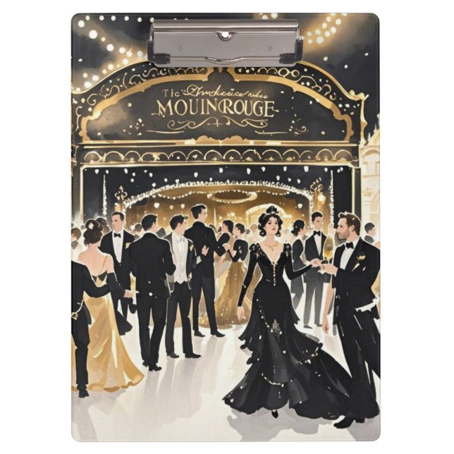 Pranchetas Preto e ouro, luxo rico, estilo Moulin Rouge (Frente)