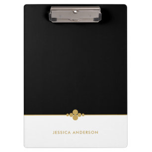 Pranchetas Preto Elegante Branco Dourado Personalizado
