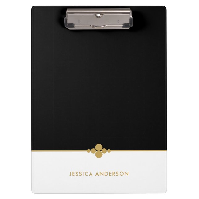 Pranchetas Preto Elegante Branco Dourado Personalizado (Frente)