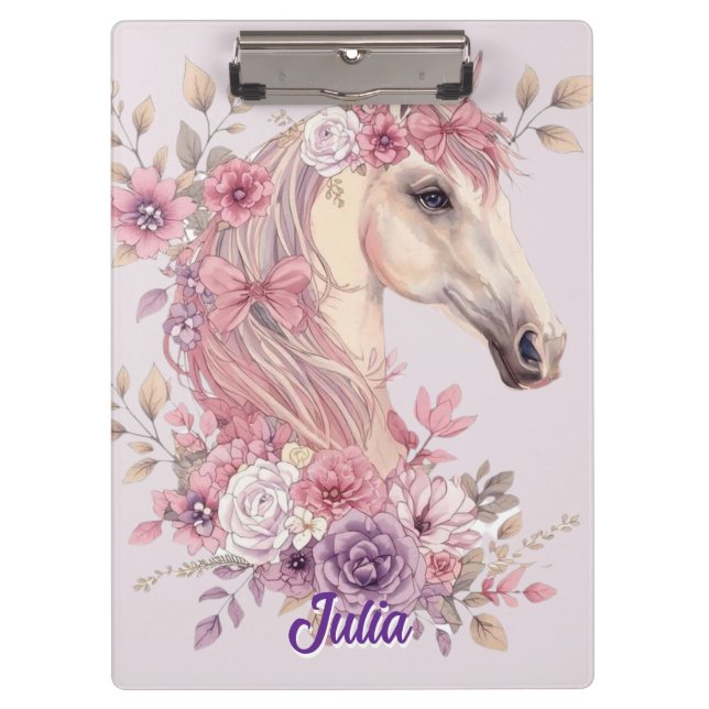 Pranchetas Pretty Ponies and Petals Horse Binder for Girls (Frente)