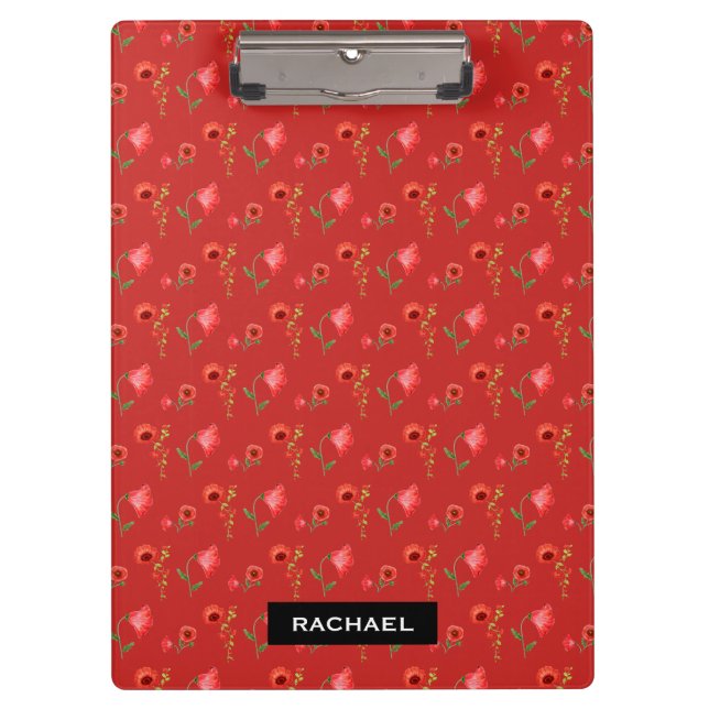Pranchetas Pretty Red Poppies Pattern Personalised (Frente)
