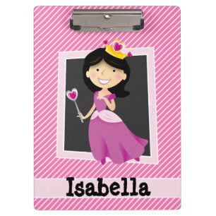 Pranchetas Princesa com Vestido Roxo; Listras Rosa e Brancas