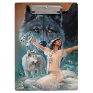 Pranchetas Princesa Nativa com Lobos e Dream Catcher