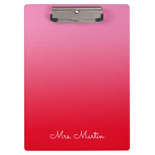 Pranchetas Professor Personalizado de Gradiente Rosa e Vermel