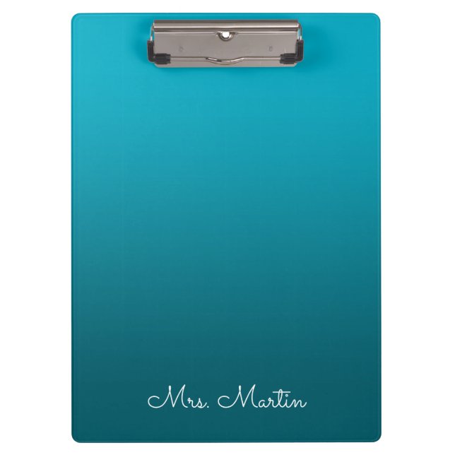 Pranchetas Professor Personalizado Gradiente Azul Teal Escuro (Frente)