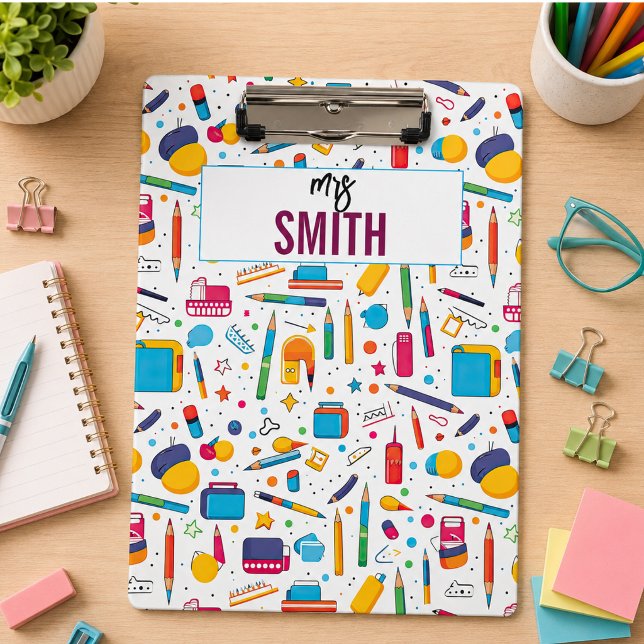 Pranchetas Professor Personalizado – Nome Personalizado Volta (Personalized Teacher – Custom Name Back to school Clipboard)